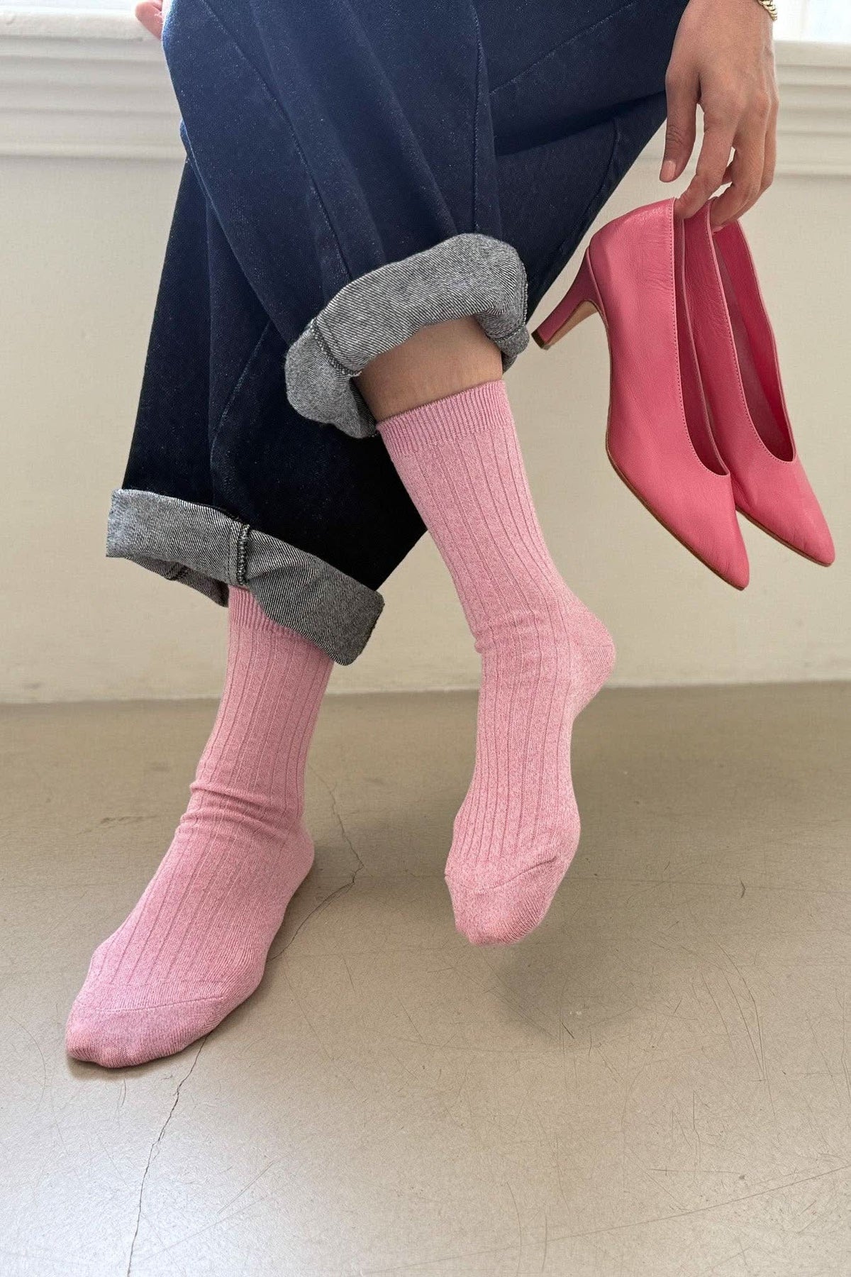 Le Bon Shoppe Modal Lurex Sparkling Rose socks - sparkle detail