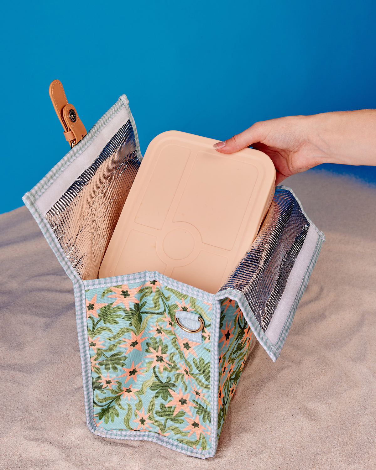 The Somewhere Co Seaflower Lunch Satchel - open interior view