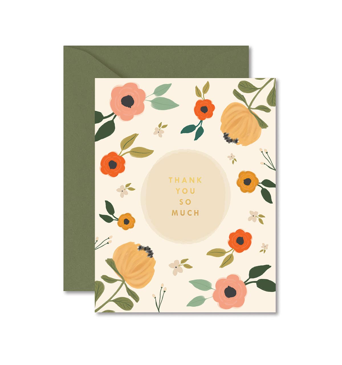 Ginger P - Blooming Thank You So Much Greeting Card — front view flat lay