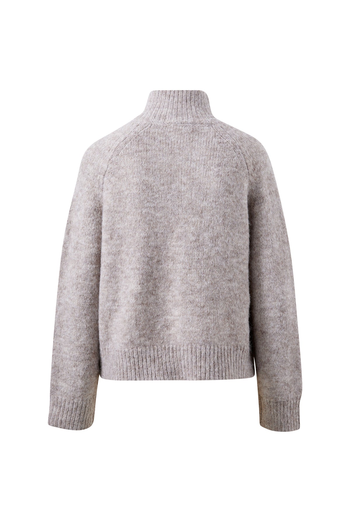 Ceres Life | Riley Funnel Neck Tab Cardi- taupe marle