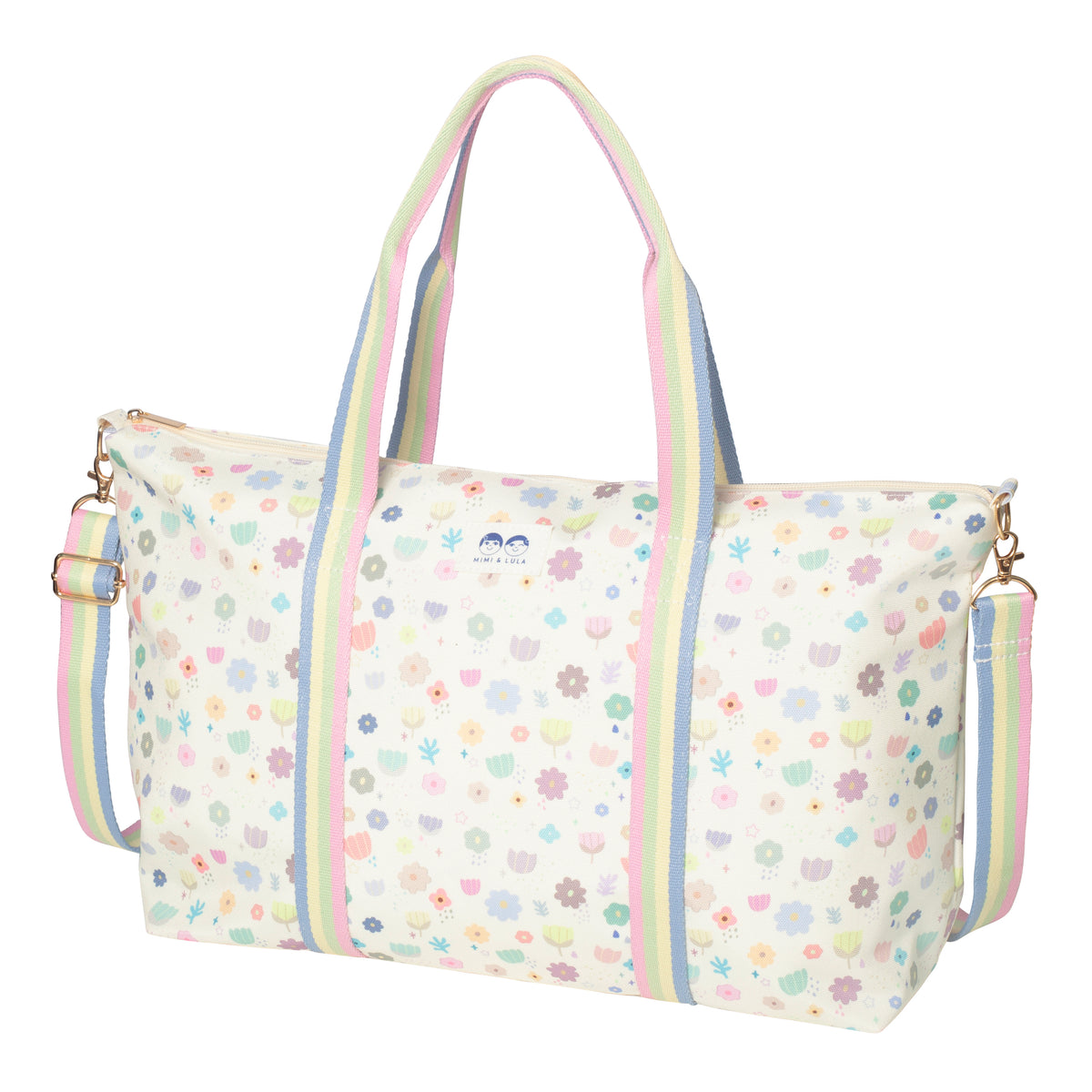 Mimi and Lula - Weekender Bag - Spring Days — front view flat lay