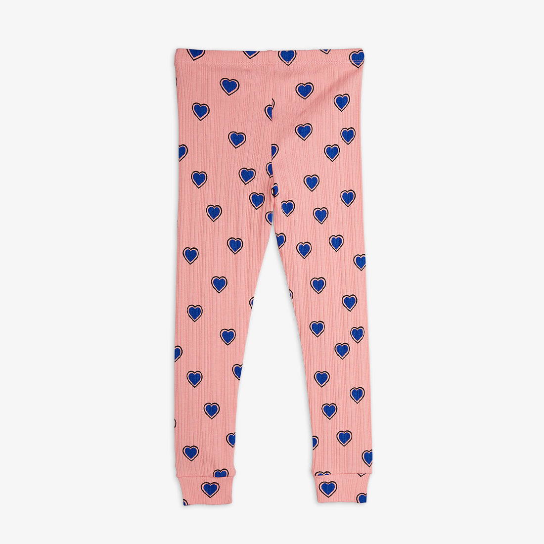 New Mini Rodini - Outlined Hearts Leggings — front view flat lay