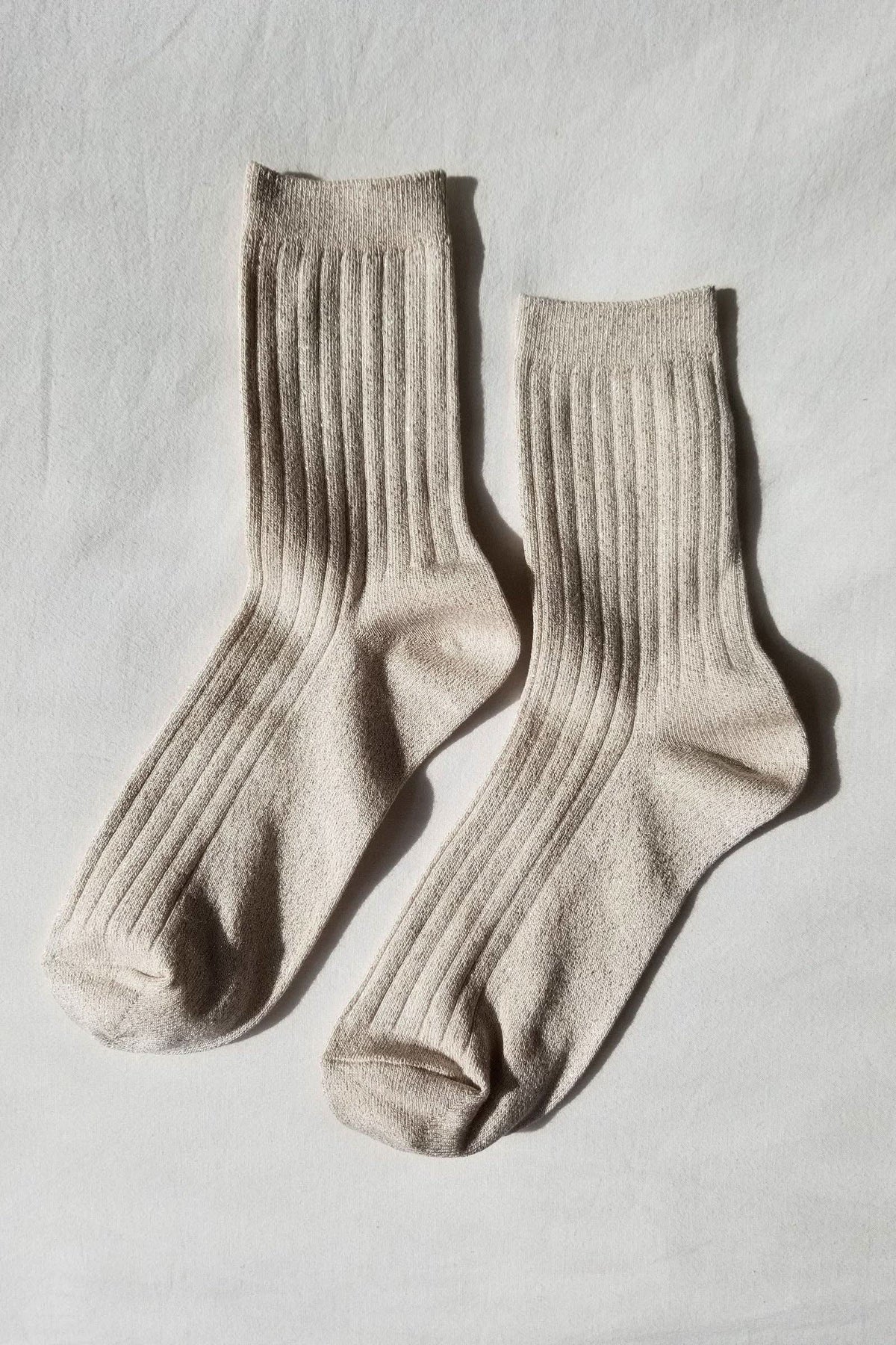 Le Bon Shoppe Her Socks Modal Lurex Ivory Gold Sparkle - product flatlay