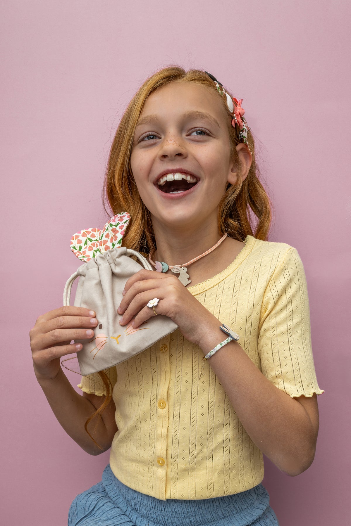 Mimi and Lula - Bunny Jewellery Set — back view flat lay