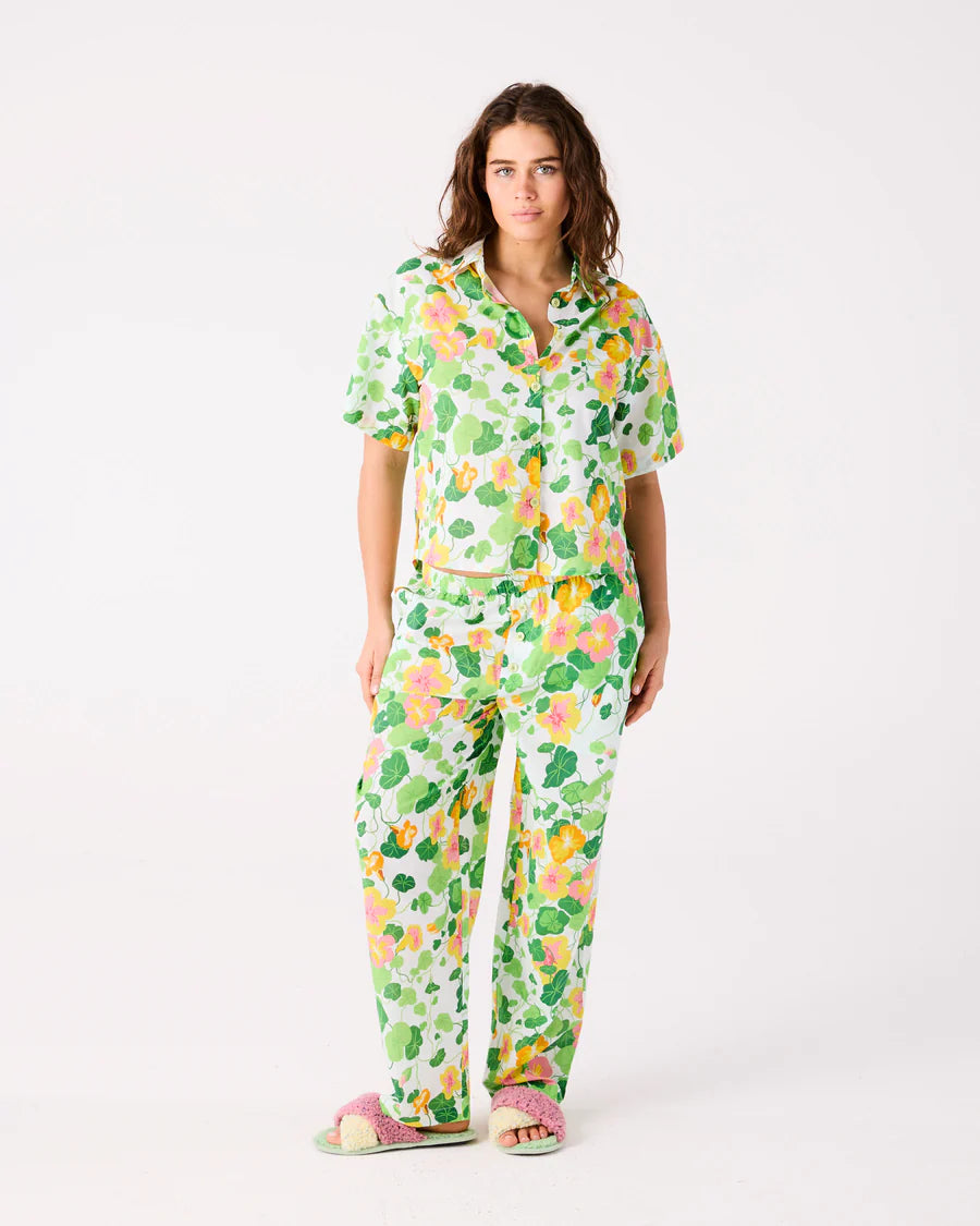 Kip and Co Nasturtium Organic Cotton Short Sleeve Ladies Pyjama Set - product flatlay