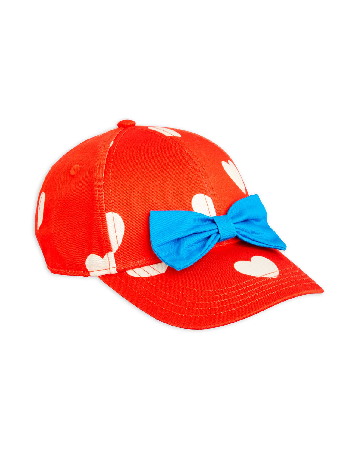 Mini Rodini - Hearts aop bow cap — front view flat lay