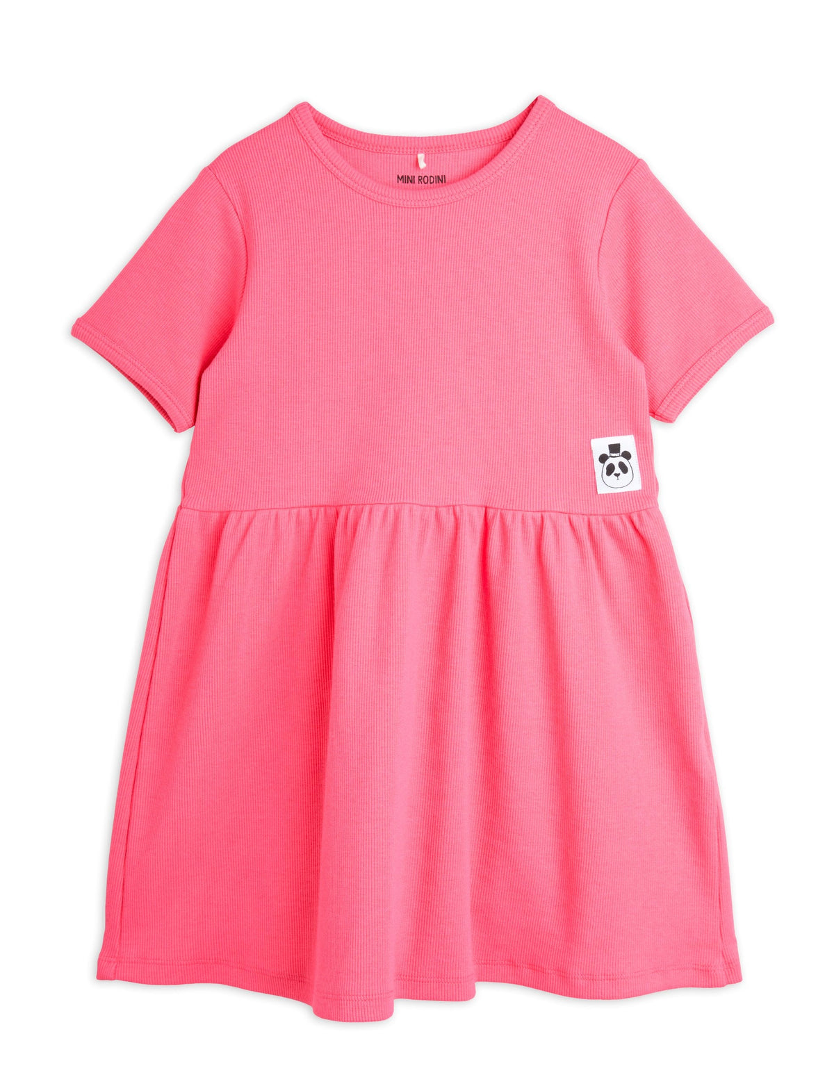 Mini Rodini BABY - Solid rib ss dress — front view flat lay