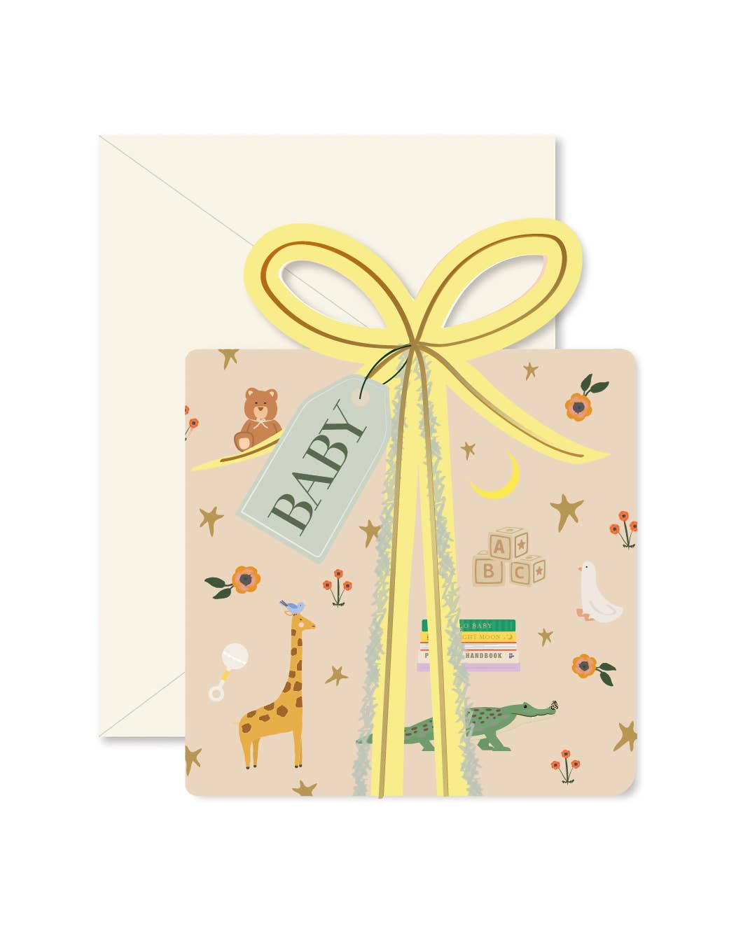 Ginger P - Baby Gift Die-Cut Greeting Card — front view flat lay