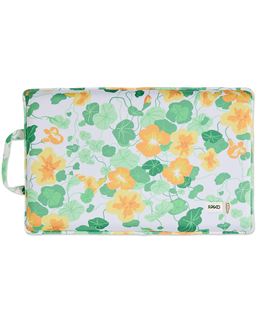 Kip and Co Nasturtium kneeling mat - garden lifestyle shot