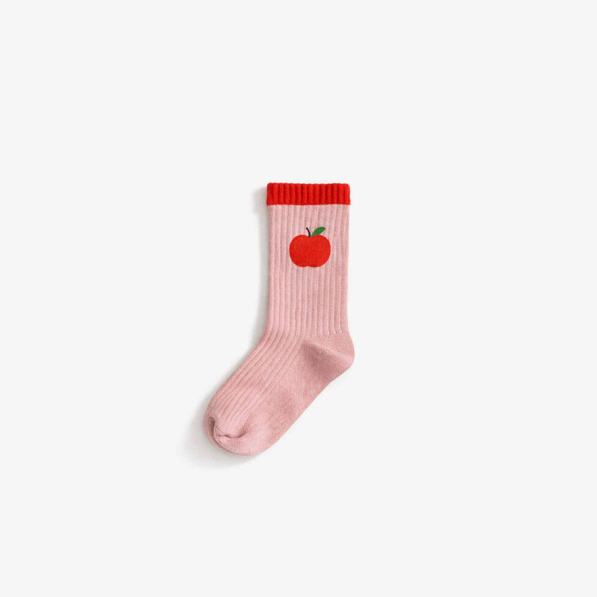 The Rest Organic Cotton Knit Socks in Apple — front view flat lay