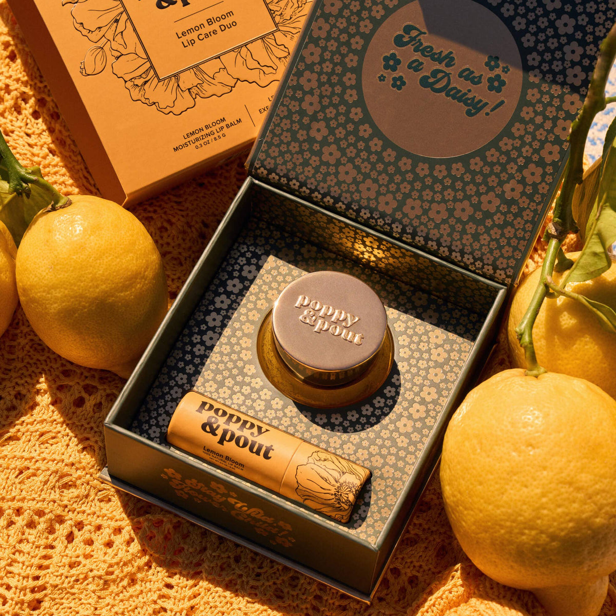 Poppy and Pout Lemon Bloom lip care duo - balm and scrub