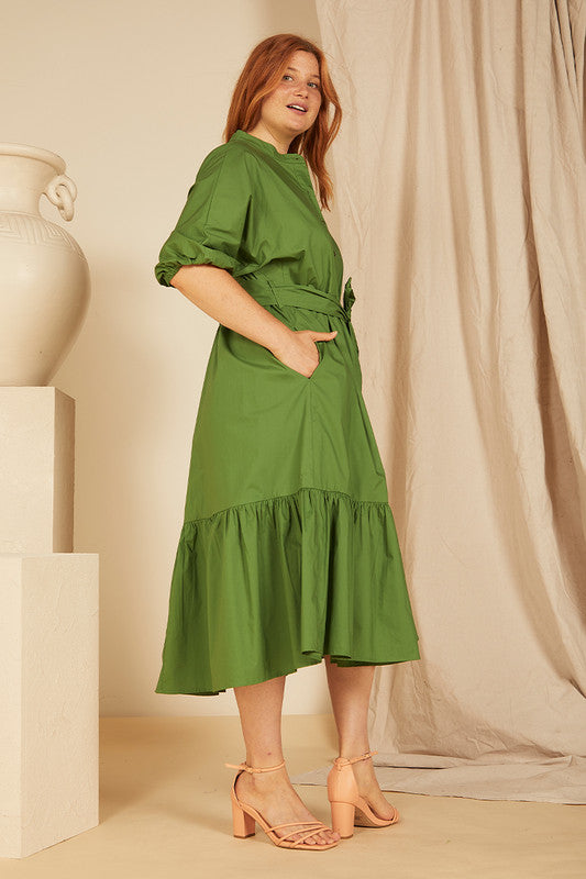 Bohemian Traders - Dolman Midi Shirt Dress — styled lifestyle shot