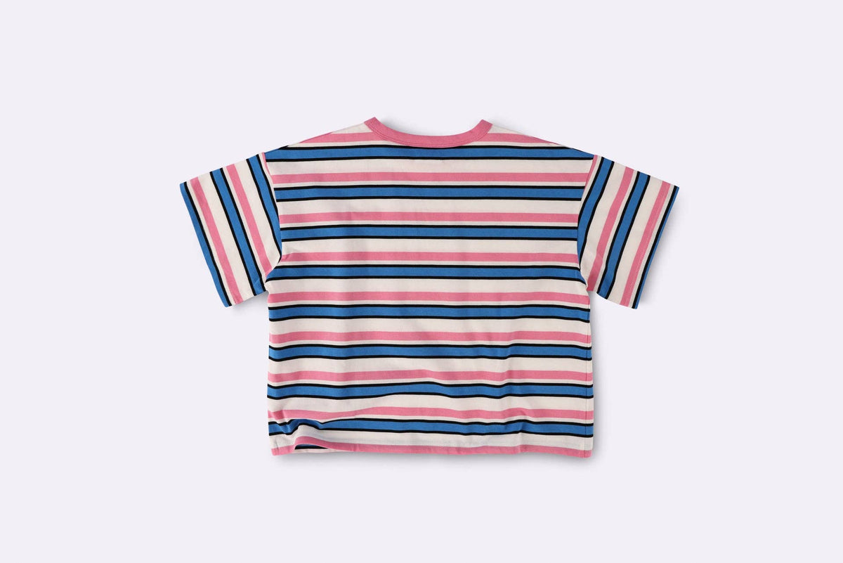 BBOBBIE - Striped Tee in Pink — back view flat lay