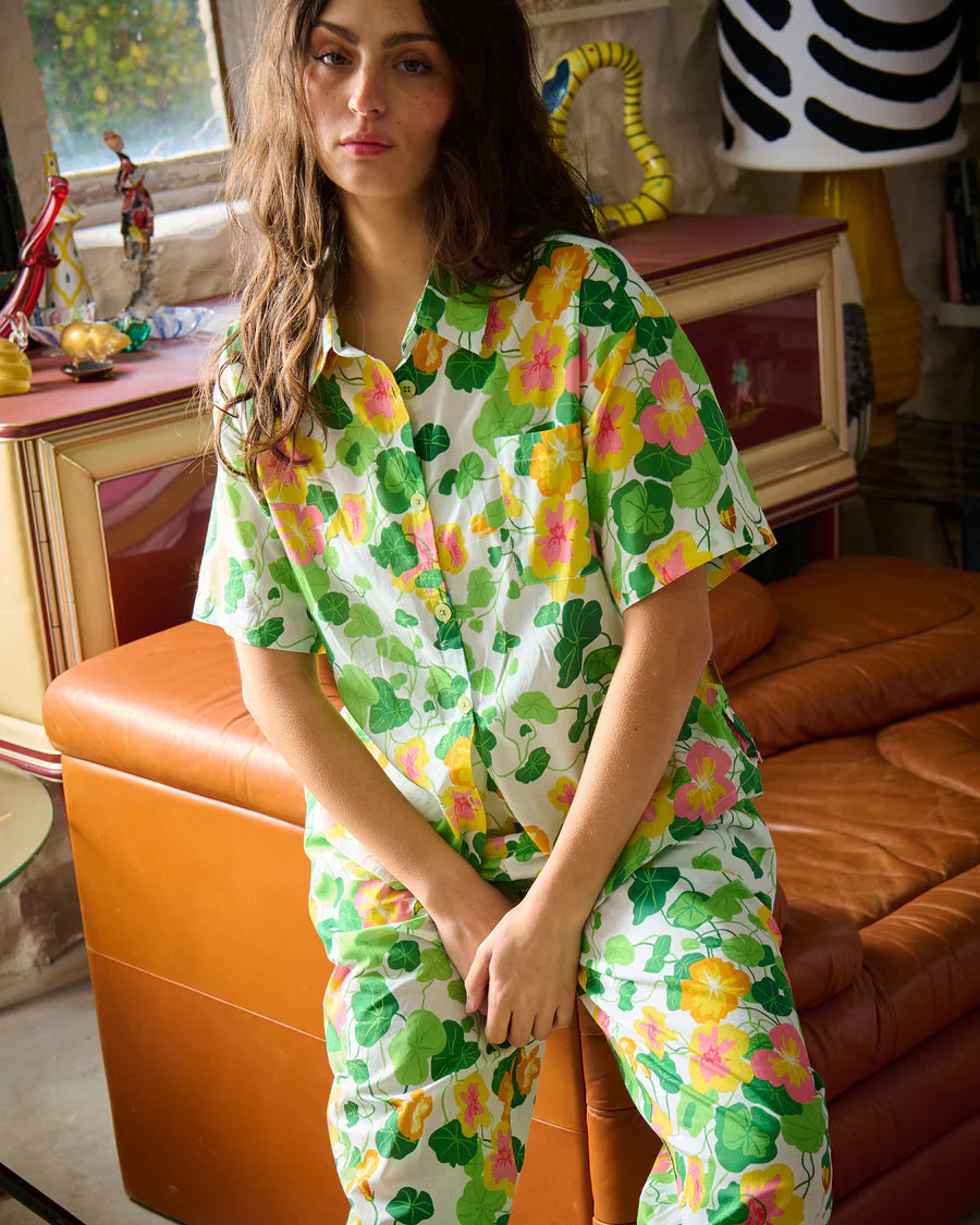 Kip and Co Nasturtium pyjamas - model wearing lifestyle