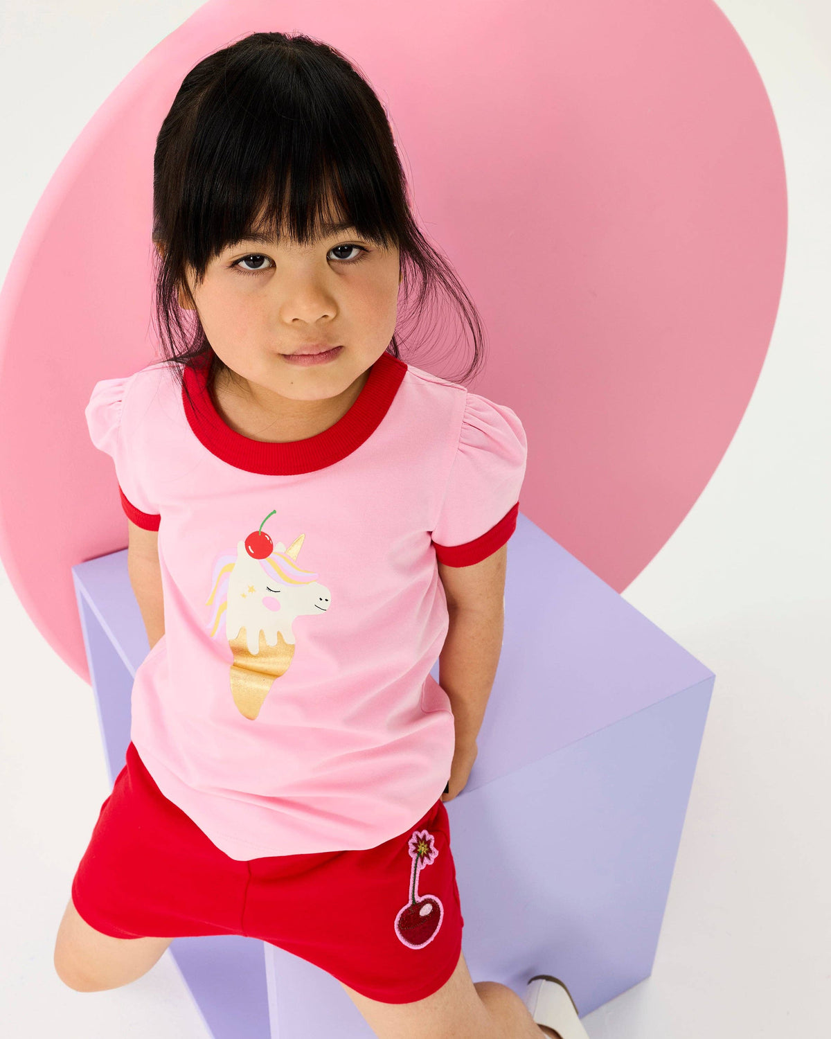 Rock Your Baby - Unicorn Ice Cream Ringer Tee — product detail shot