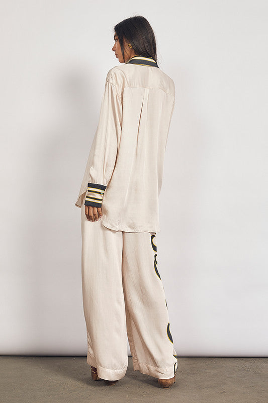 Bohemian Traders - Tide elastic waist pant - Ecru — close-up detail