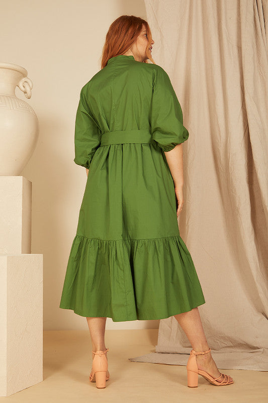 Bohemian Traders - Dolman Midi Shirt Dress — back view flat lay