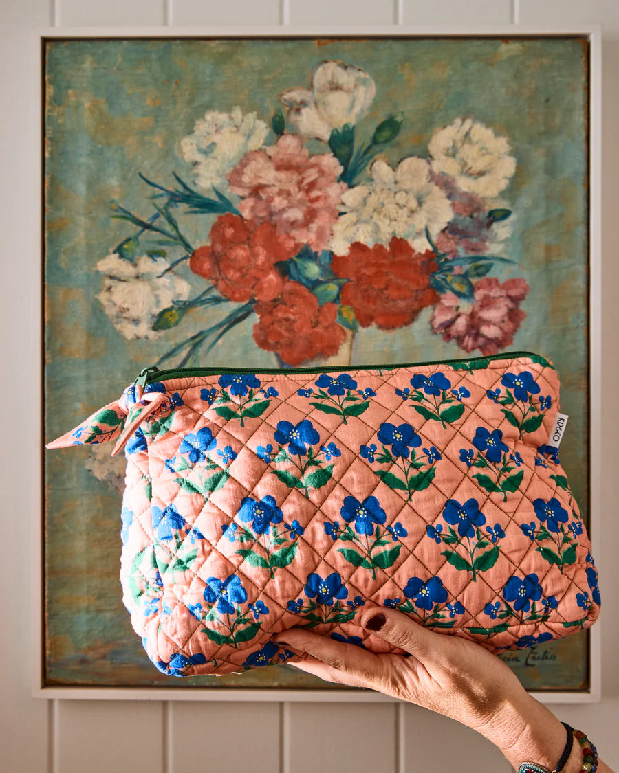Kip and Co x Anna Spiro Indian Summer Rose Quilted Cotton Toiletry Purse - product flatlay