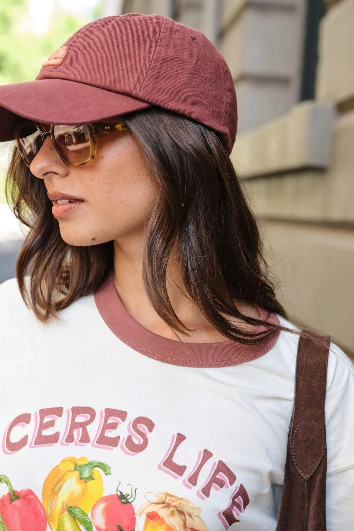Ceres Life - Monogram Cap in Burnt Toffee/Pink Clay — front view flat lay