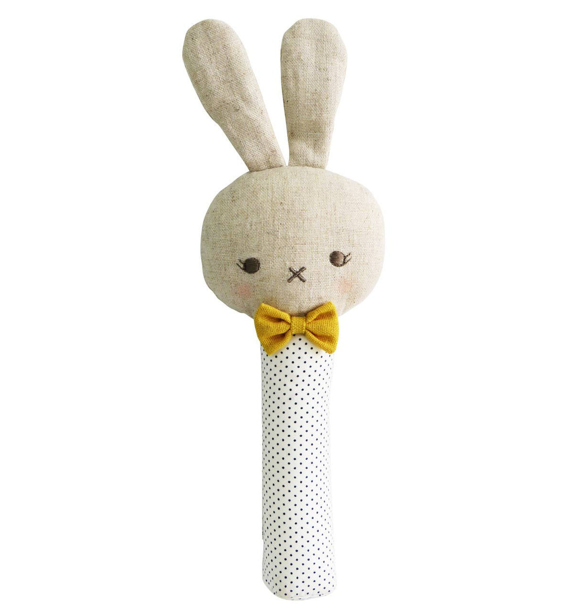 Alimrose - Roberto Bunny Squeaker Navy Spot — front view flat lay