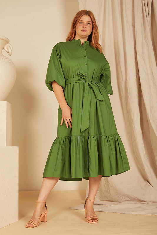 Bohemian Traders - Dolman Midi Shirt Dress — front view flat lay