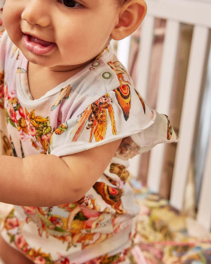 Kip and Co Fairyland organic romper - fairy print detail