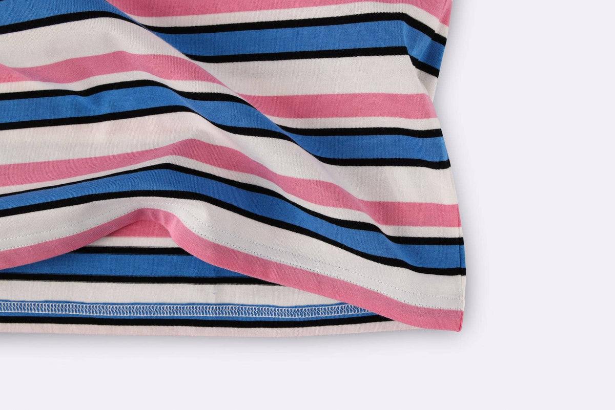 BBOBBIE - Striped Tee in Pink — close-up detail