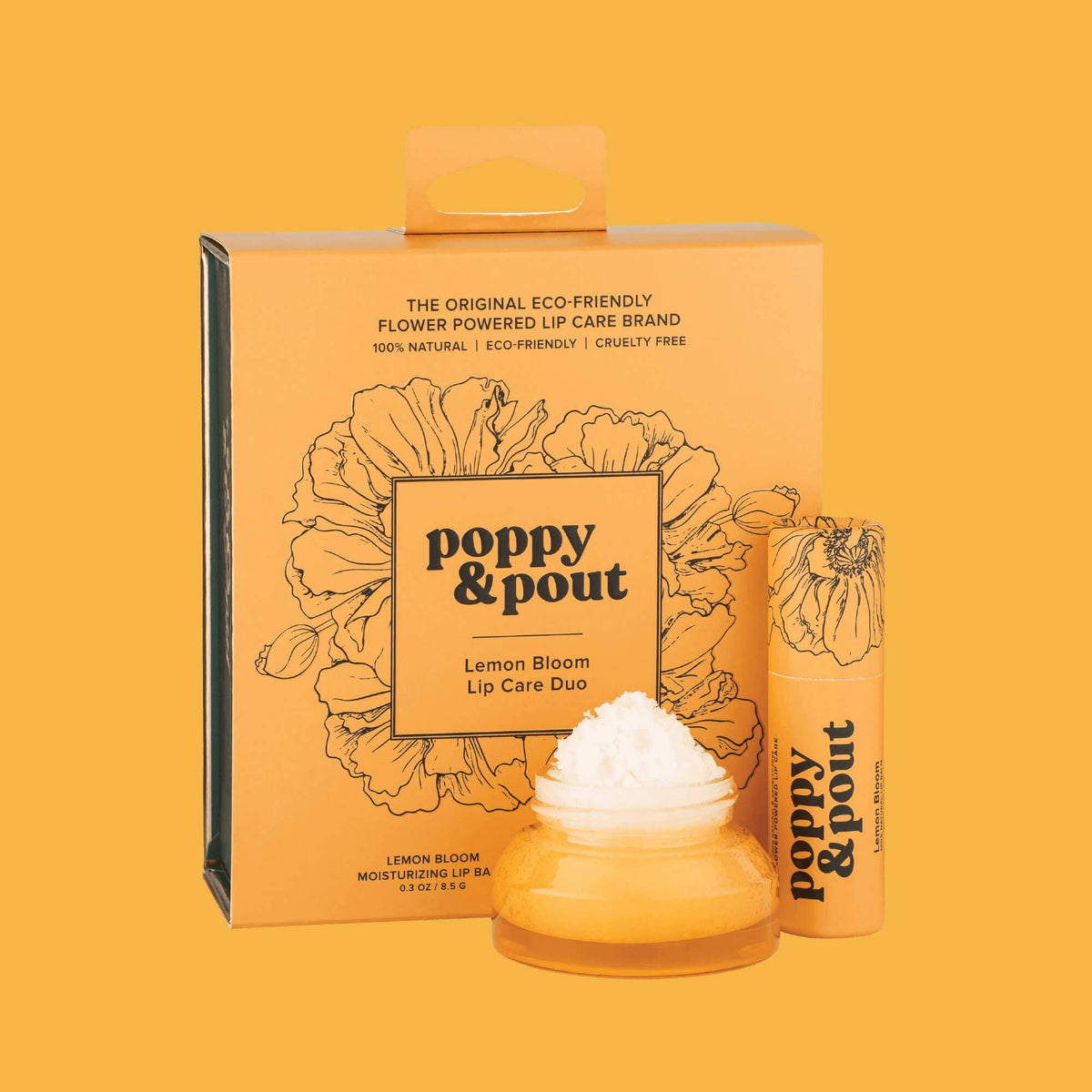 Poppy and Pout Lip Care Duo Lemon Bloom - product flatlay