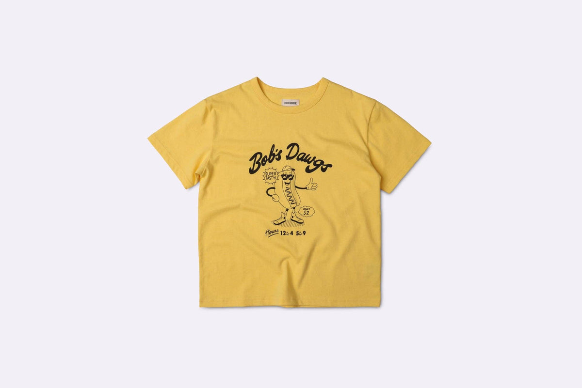 BBOBBIE - Bob's Dawgs Tee in Yellow — front view flat lay