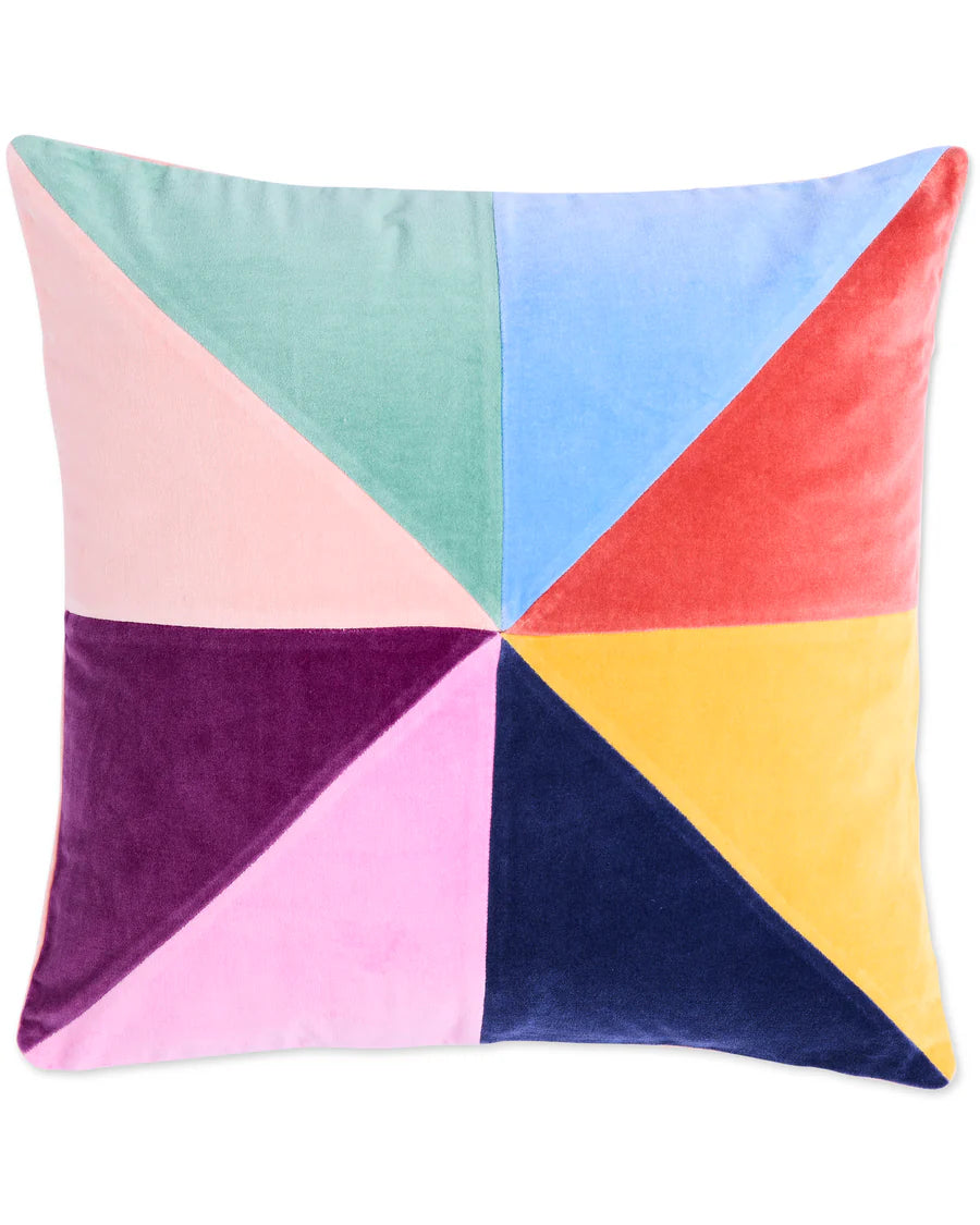 Kip and Co Lustre Panelled Velvet Cushion - product flatlay
