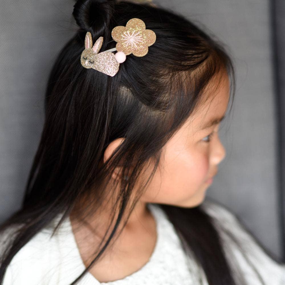 Luciole et Petit Pois - Rabbit hair clip - Gold glitter — product detail shot