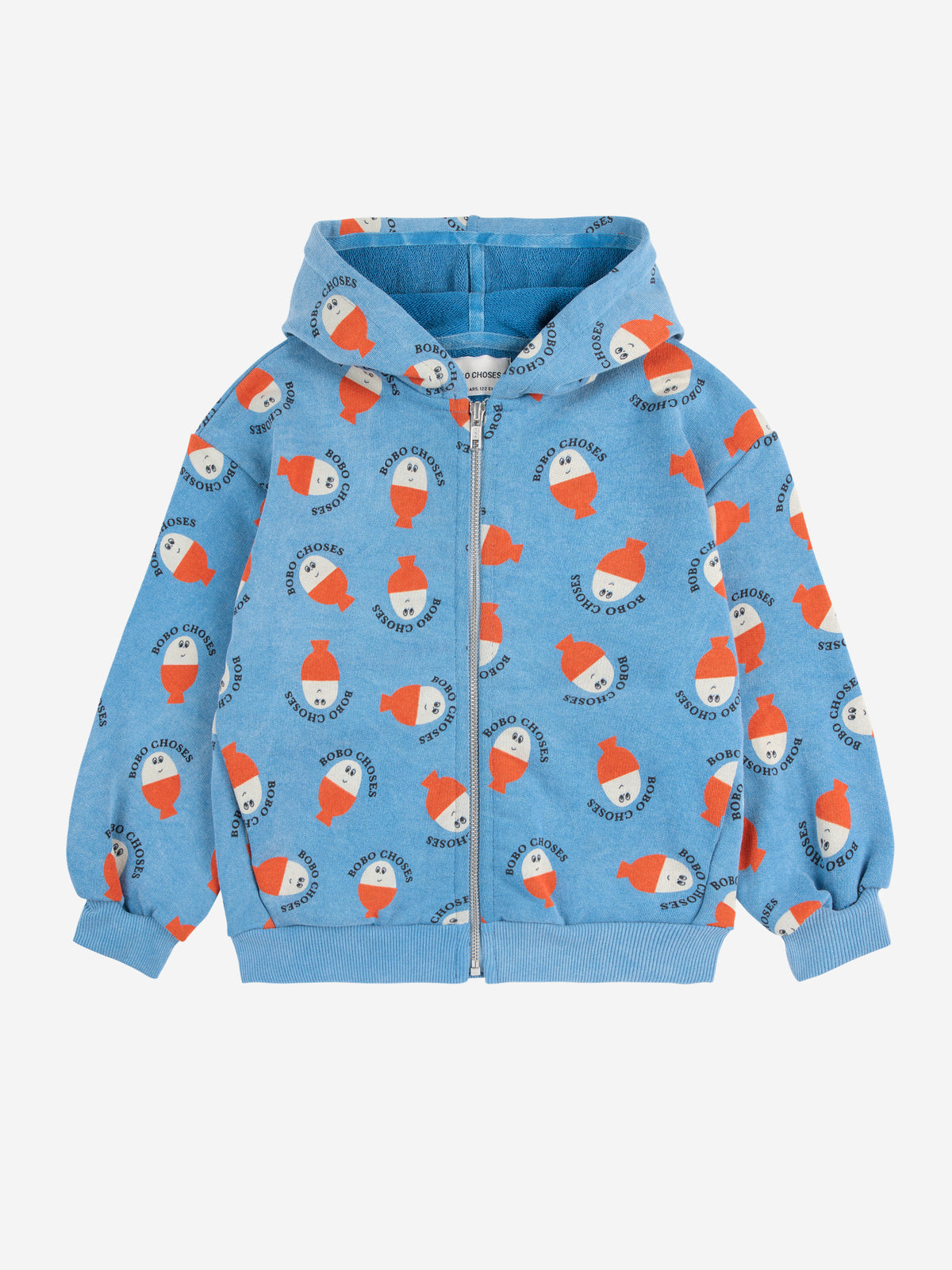 Bobo Choses - Morning Egg zipped hoodie SS25 — front view flat lay