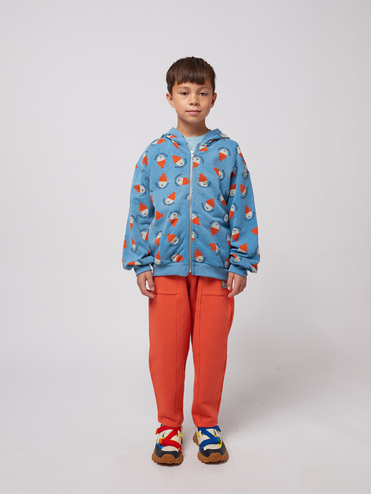 Bobo Choses - Morning Egg zipped hoodie SS25 — styled lifestyle shot