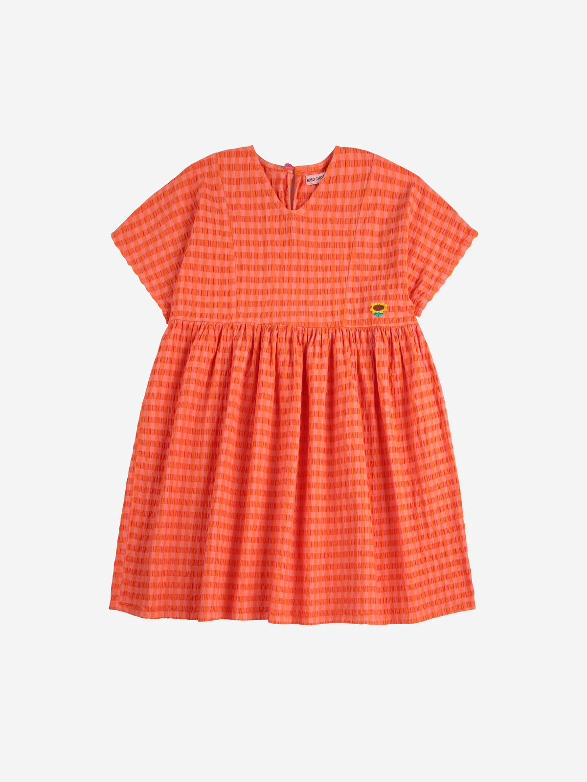 Bobo Choses - Vichy woven dress SS25 — front view flat lay
