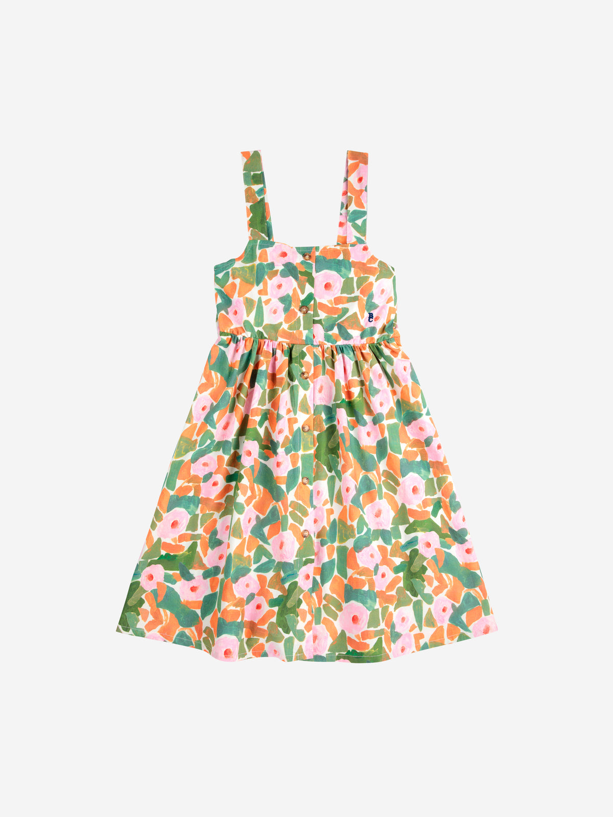 Bobo Choses - Floral strap dress SS25 — front view flat lay