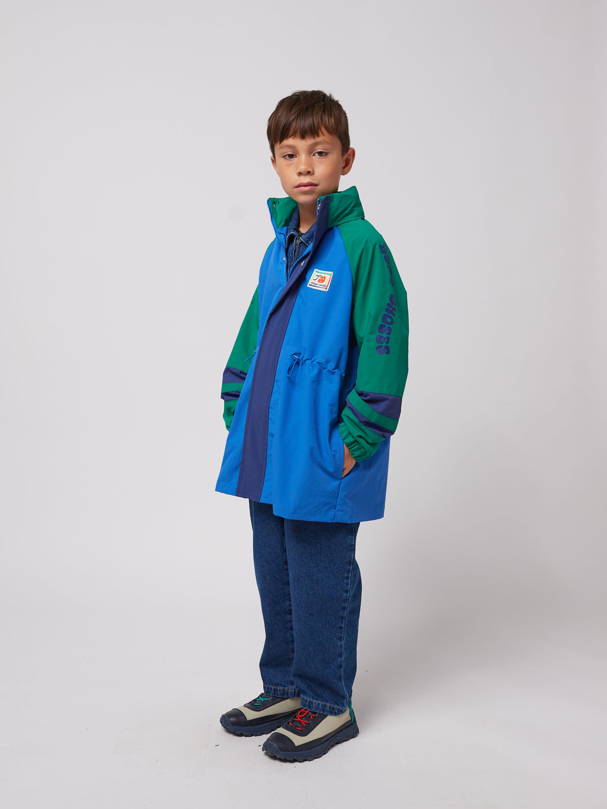 Bobo Choses - Wavy Colour Block raincoat SS25 — styled lifestyle shot