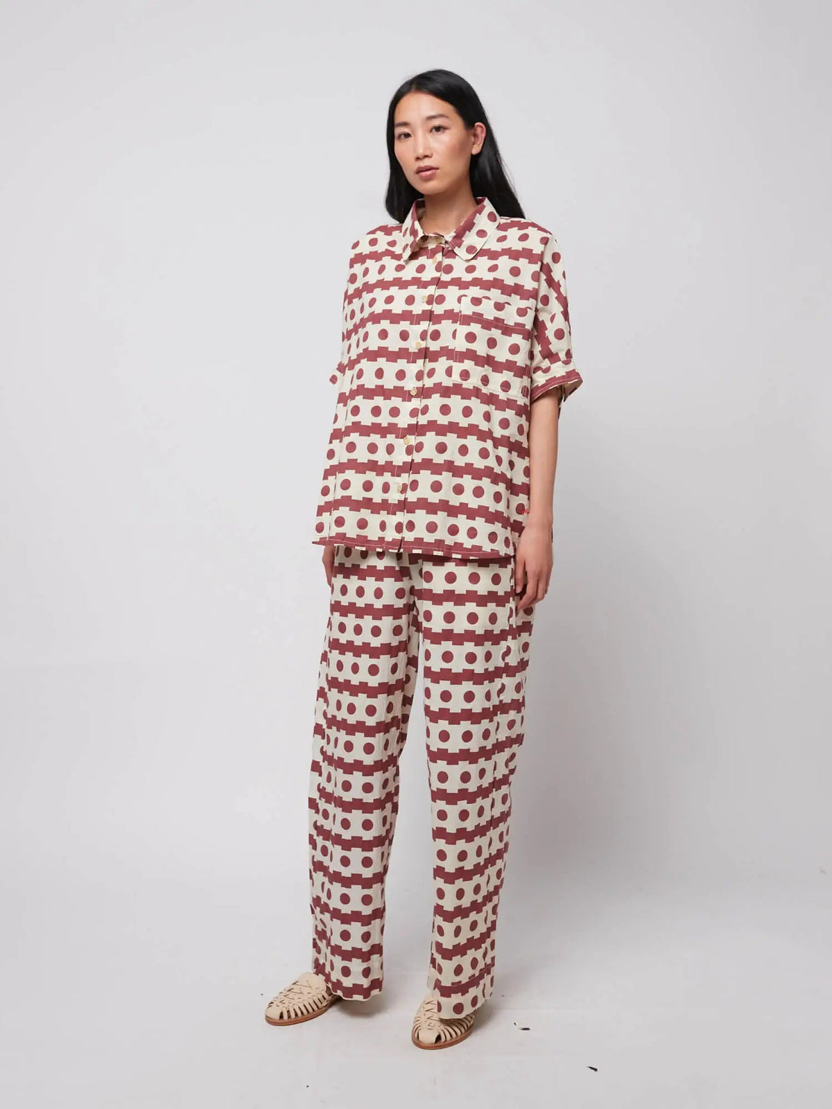 Bobo Choses WOMAN - Geometric print wide-leg trousers — front view flat lay