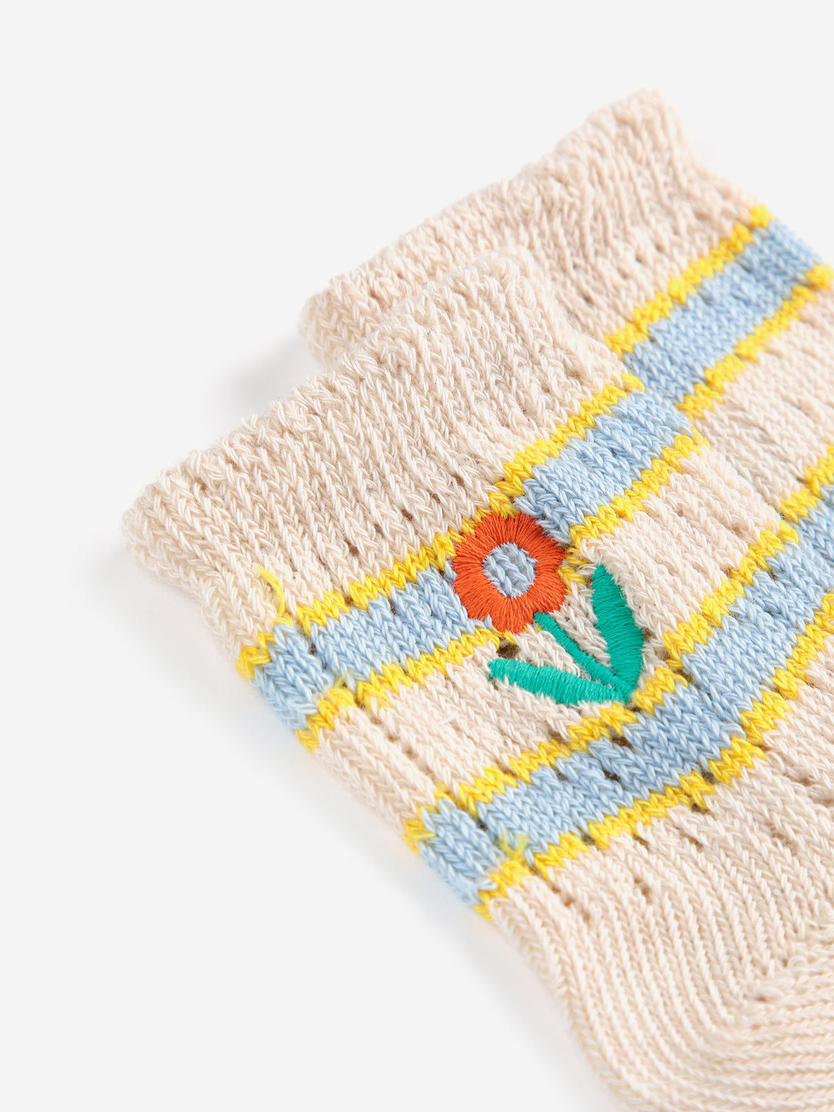 Bobo Choses BABY - Flower Stripes short socks SS25 — product detail shot