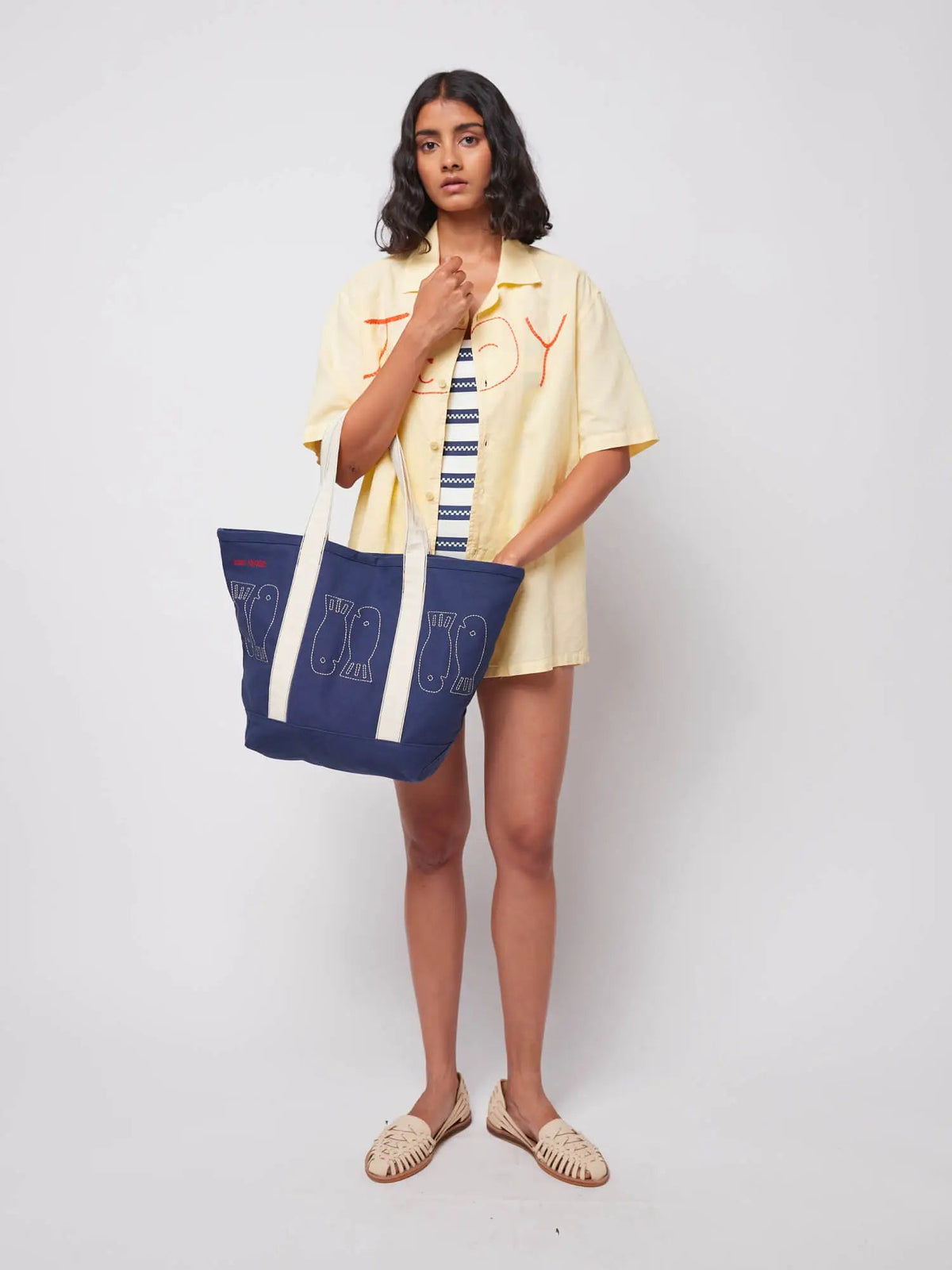 Bobo Choses WOMAN - Lucky Fish canvas bag — back view flat lay