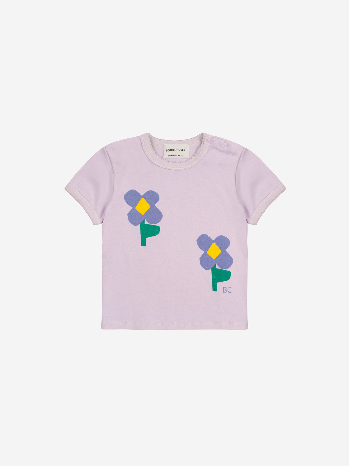 Bobo Choses BABY - Pansy Flower T-shirt — front view flat lay