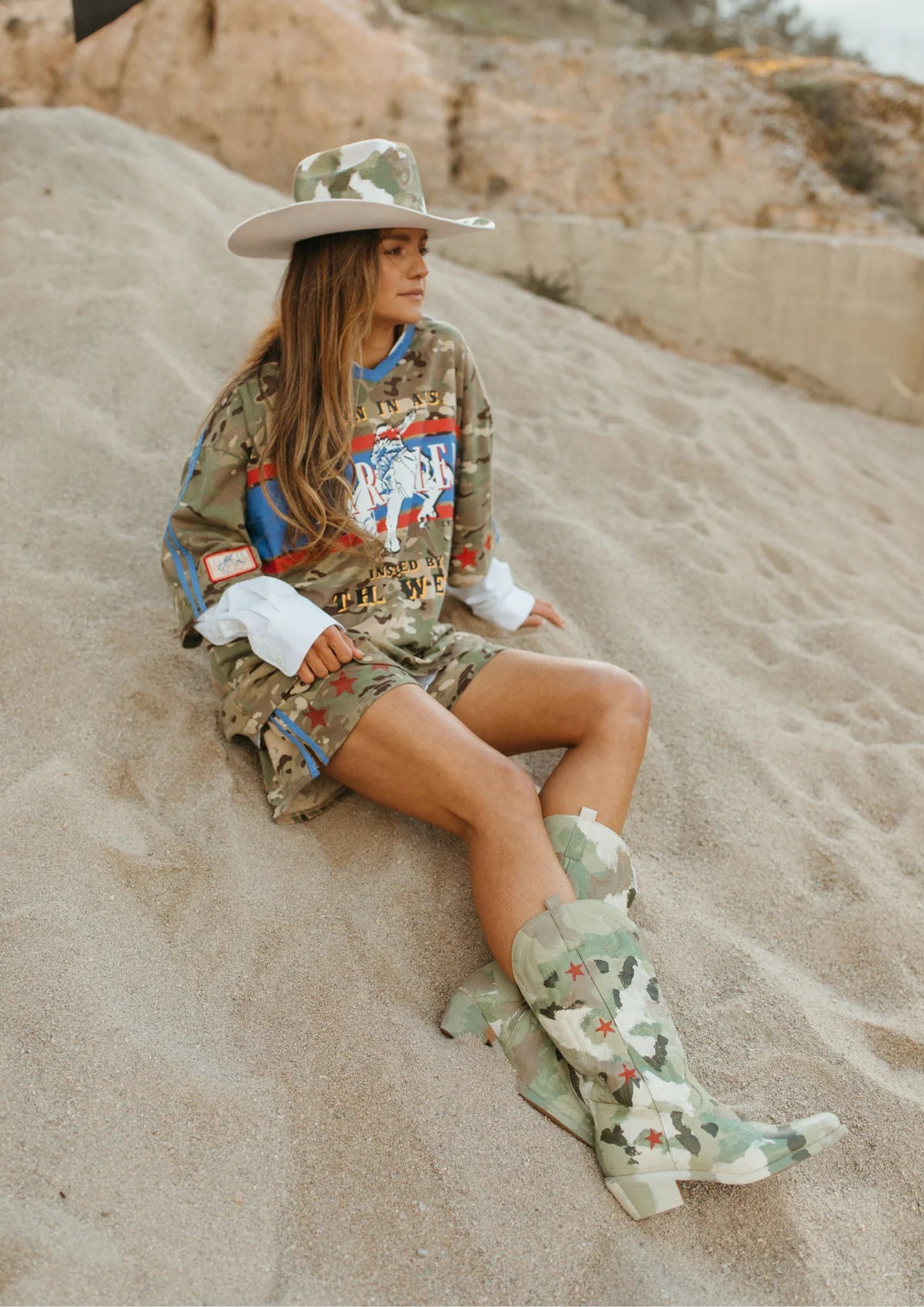 FAR MER by Whitney Camo Jersey Track Short, view 4