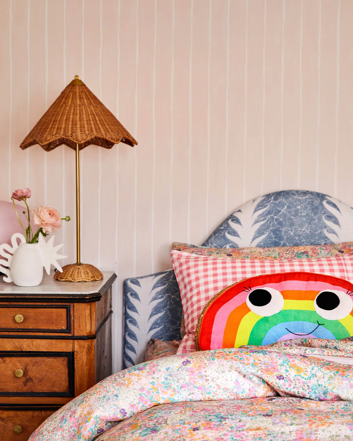 Kip and Co Rainbow cushion - styled on sofa