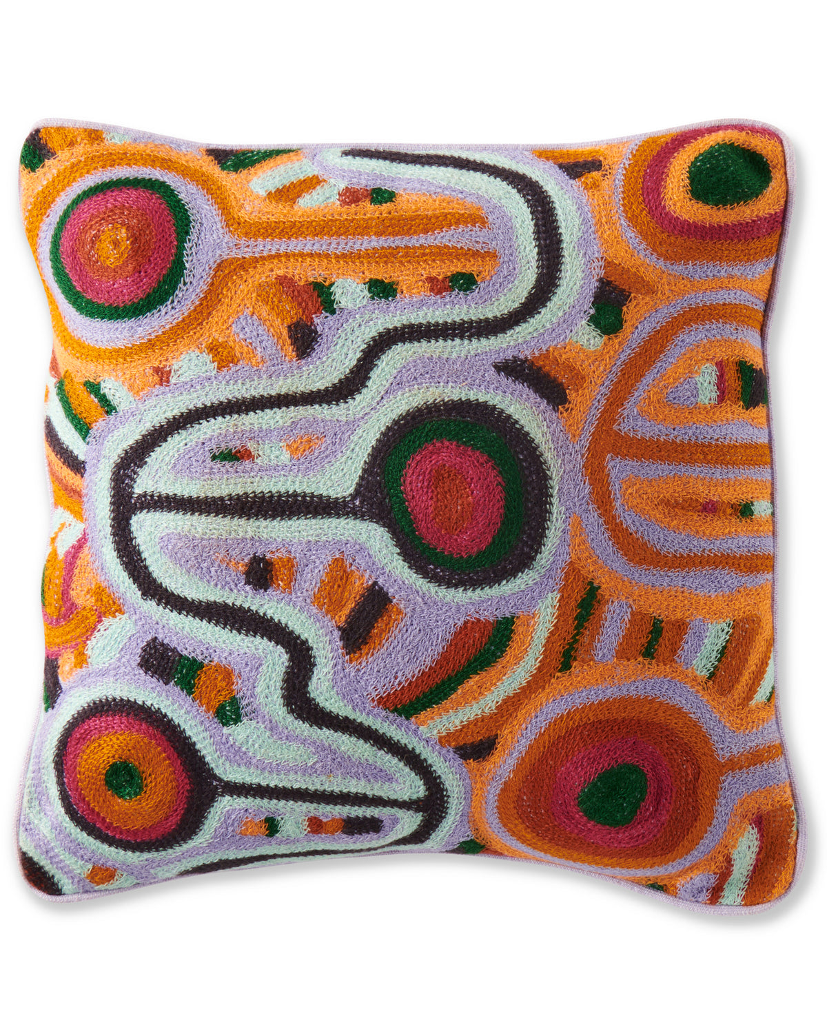 Kip and Co x Ernabella Arts Ngayuku Ngura Embroidered Cushion - product flatlay