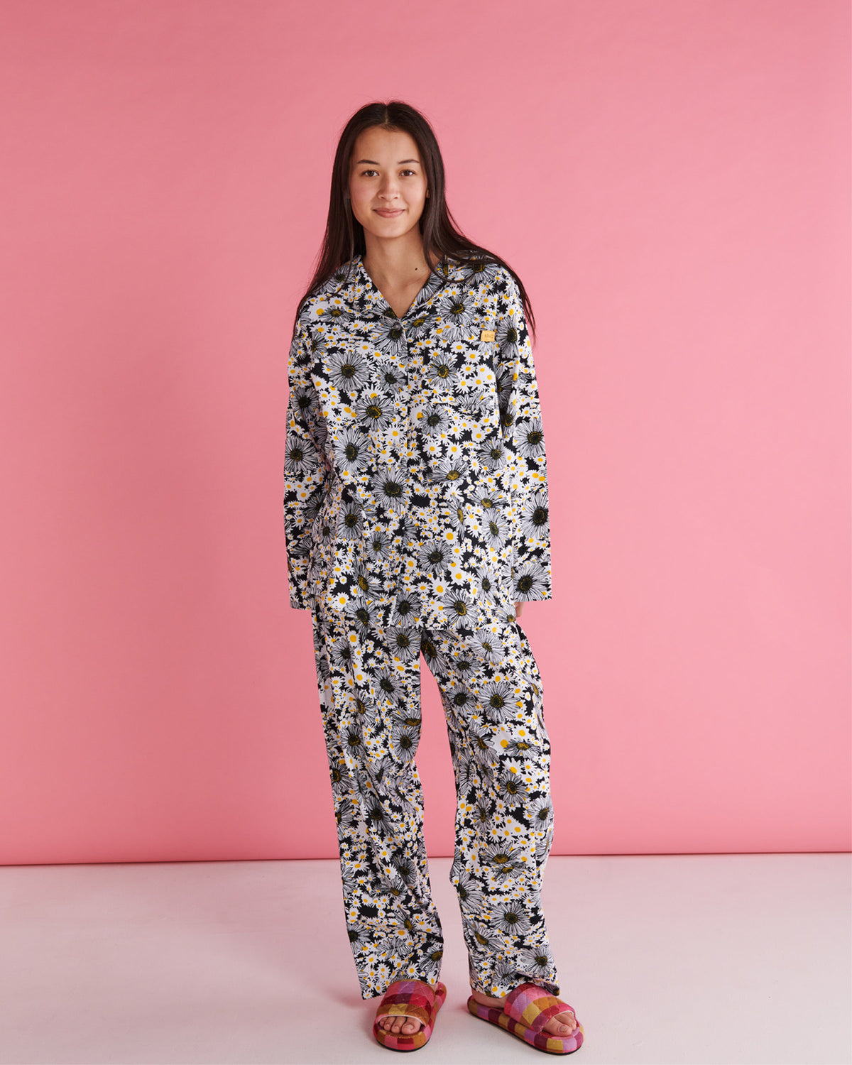 Kip and Co Woodstock Petals Flannelette Ladies Pyjama Set - product flatlay