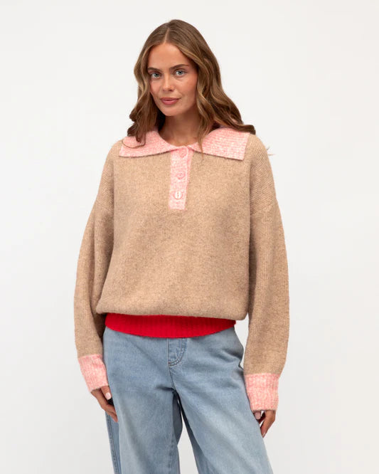 Label of Love Contrast Collar Knit - product flatlay