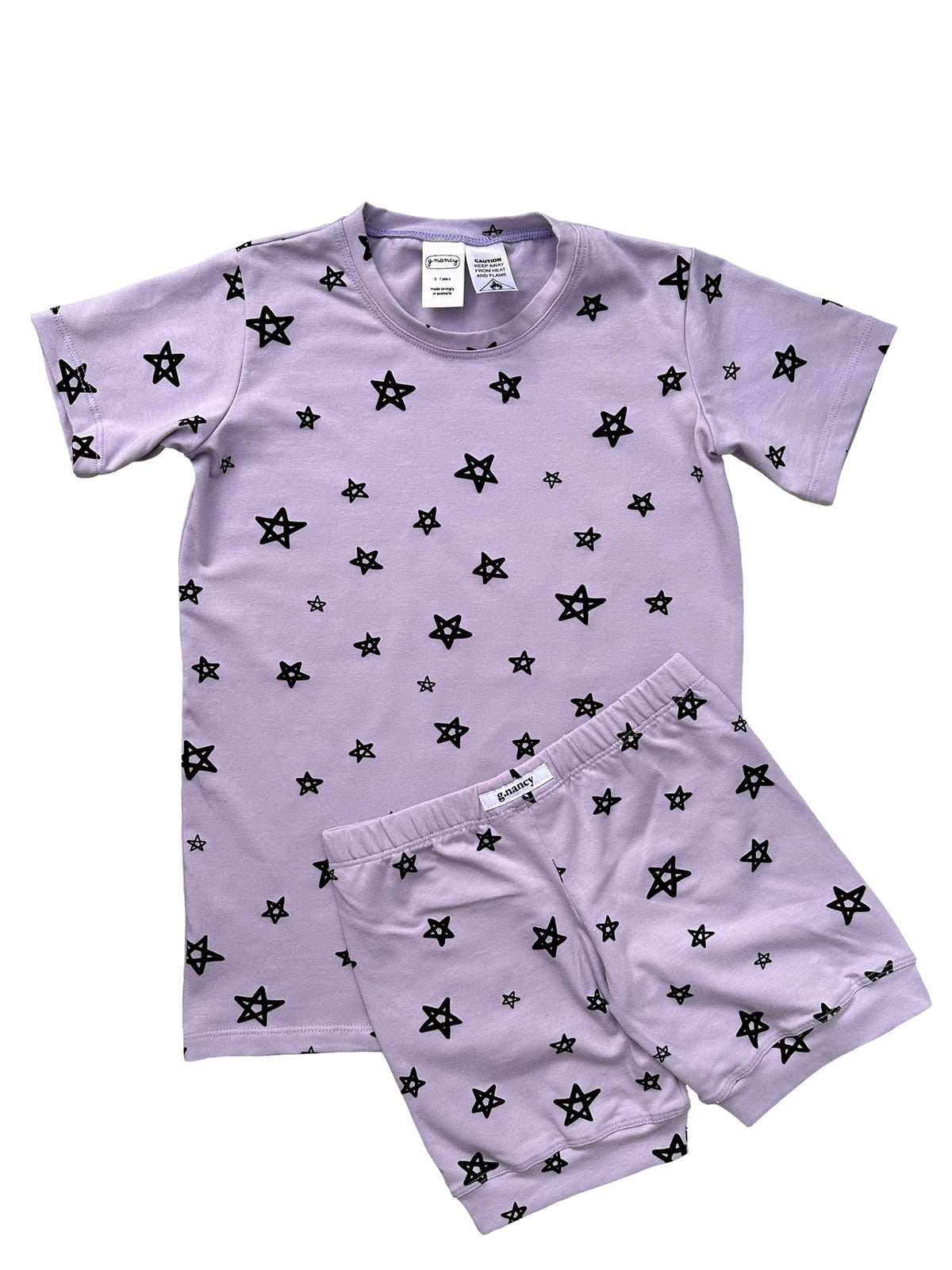 G Nancy - Stars Shorties - Lilac — front view flat lay