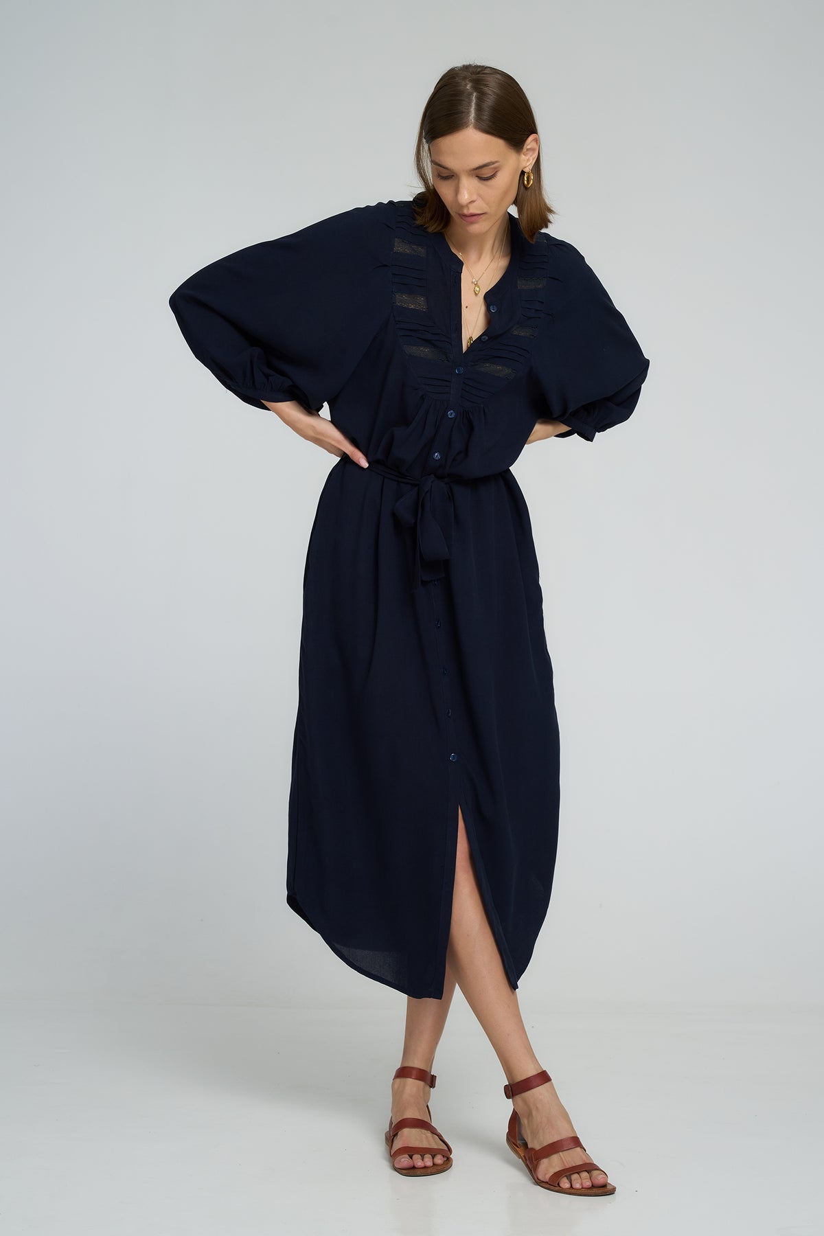 Lilya Lucille Dress Navy - product flatlay