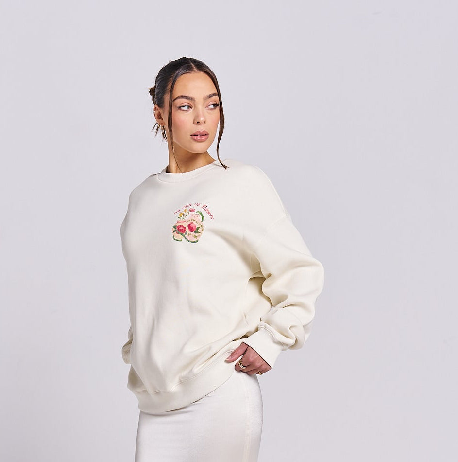 Maku Enchanted Crew ivory sweatshirt - front flatlay