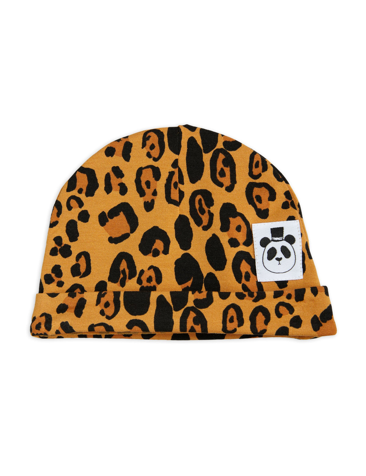 Mini Rodini BABY - Leopard beanie — front view flat lay