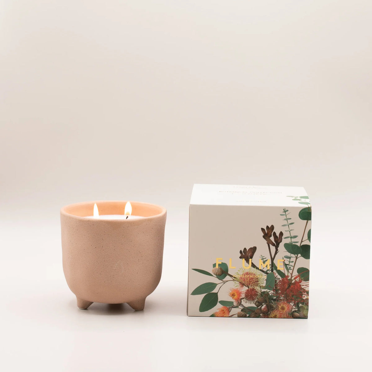 Myrtle & Moss Flume soy candle in dusty blush ceramic pot